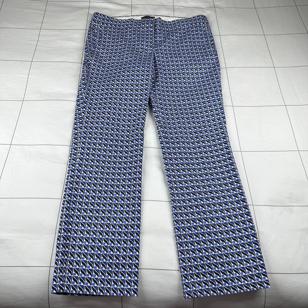 J. Crew Pants Womens 6 Blue Abstract Wave Campbell Ankle Classic Career Work